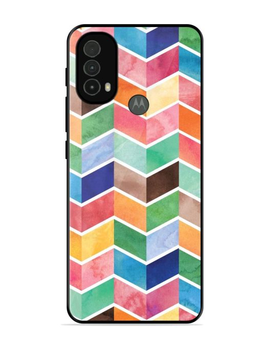 Watercolor Chevron Whimsy Glossy Soft Edge Case for Motorola Moto E40 Chachhi