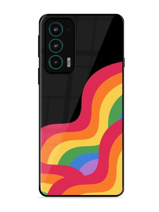 Wavy Rainbow Glossy Soft Edge Case for Motorola Moto Edge 20 Chachhi