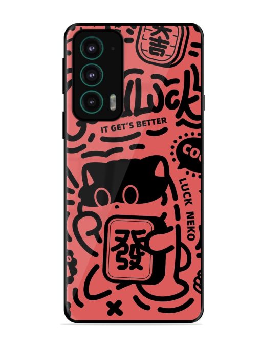 Lucky Cat Doodle Glossy Soft Edge Case for Motorola Moto Edge 20 Chachhi