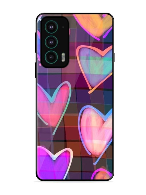 Neon Hearts Glossy Soft Edge Case for Motorola Moto Edge 20 Chachhi