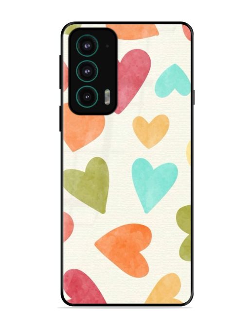 Watercolor Hearts Glossy Soft Edge Case for Motorola Moto Edge 20 Chachhi