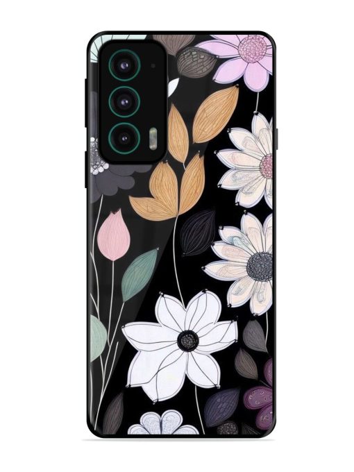 Whimsical Blooms On Black Glossy Soft Edge Case for Motorola Moto Edge 20 Chachhi