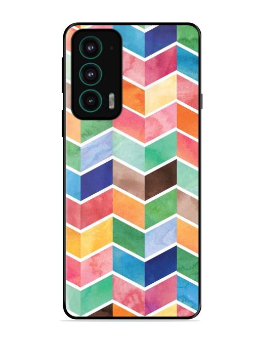 Watercolor Chevron Whimsy Glossy Soft Edge Case for Motorola Moto Edge 20