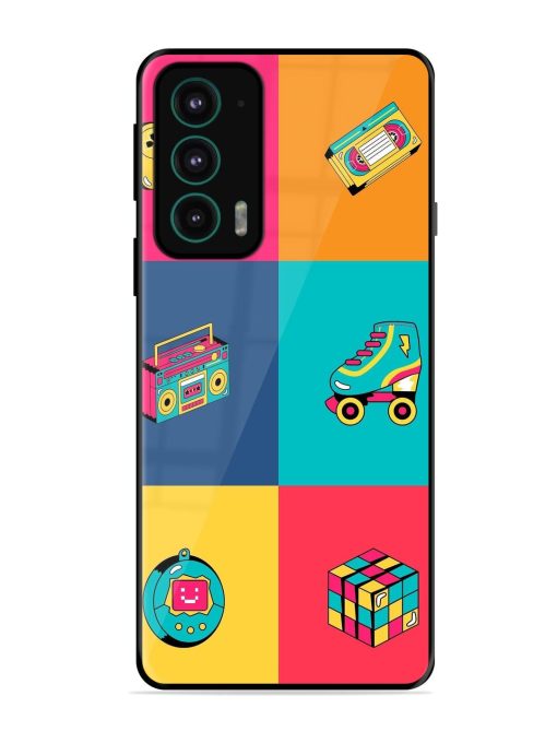 90S Throwback Grid Glossy Soft Edge Case for Motorola Moto Edge 20 Chachhi