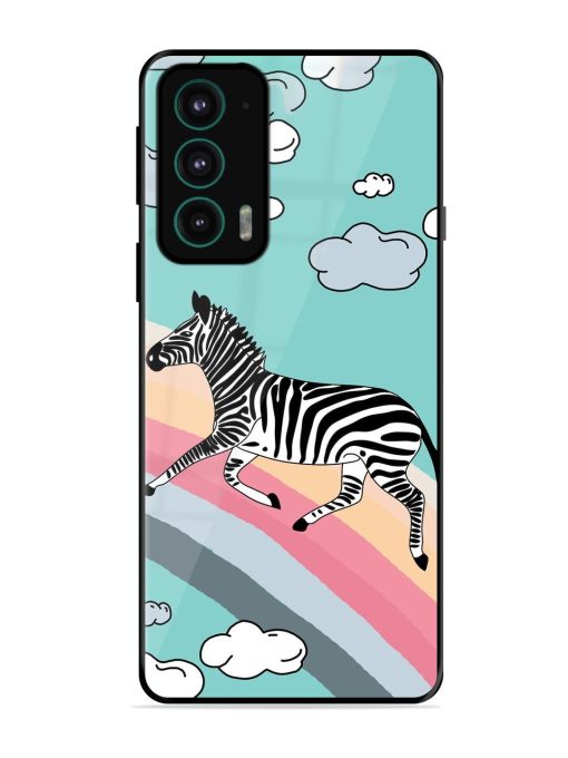 Zebra On A Rainbow Glossy Soft Edge Case for Motorola Moto Edge 20 Chachhi