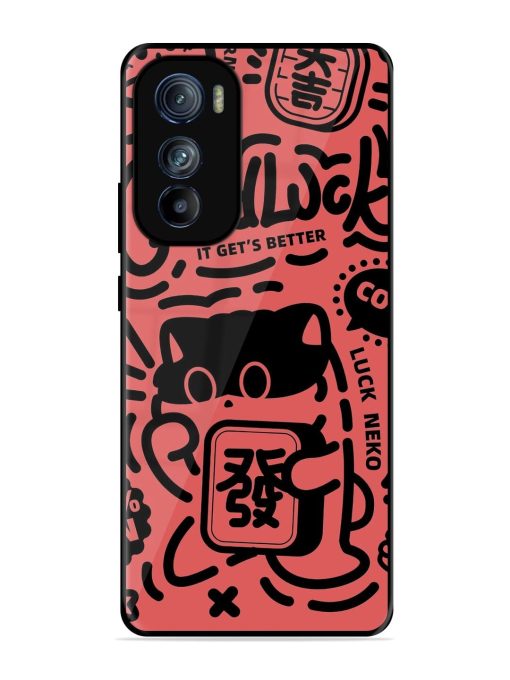 Lucky Cat Doodle Glossy Soft Edge Case for Motorola Moto Edge 30 Chachhi