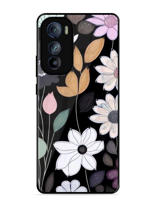 Whimsical Blooms On Black Glossy Soft Edge Case for Motorola Moto Edge 30