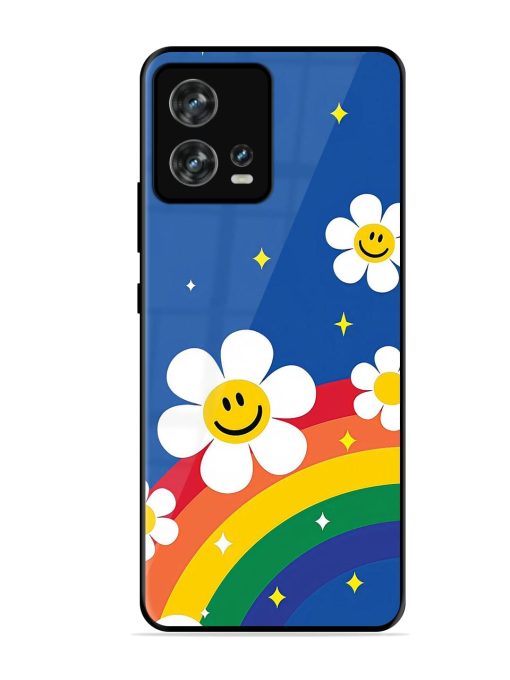 Happy Daisies And Rainbow Sky Glossy Soft Edge Case for Motorola Moto Edge 30 Fusion