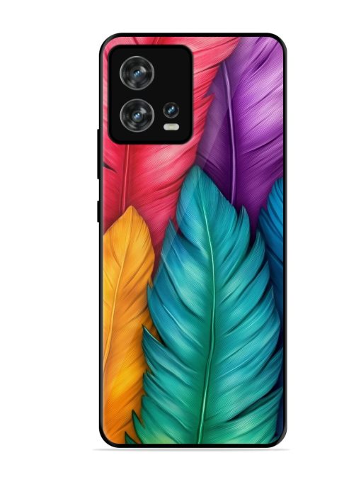 Rainbow Feathers Glossy Soft Edge Case for Motorola Moto Edge 30 Fusion