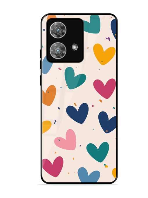 Rainbow Hearts Glossy Soft Edge Case for Motorola Moto Edge 40 Neo
