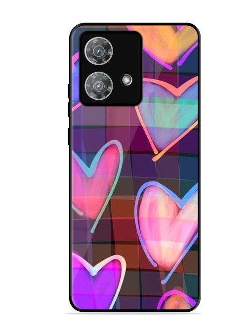 Neon Hearts Glossy Soft Edge Case for Motorola Moto Edge 40 Neo Chachhi