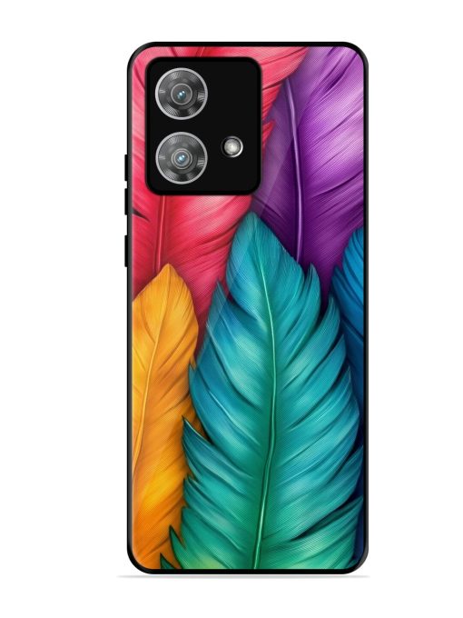 Rainbow Feathers Glossy Soft Edge Case for Motorola Moto Edge 40 Neo