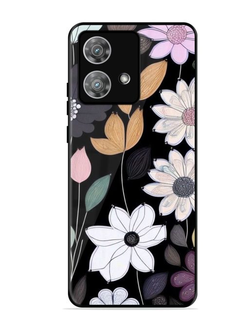 Whimsical Blooms On Black Glossy Soft Edge Case for Motorola Moto Edge 40 Neo Chachhi