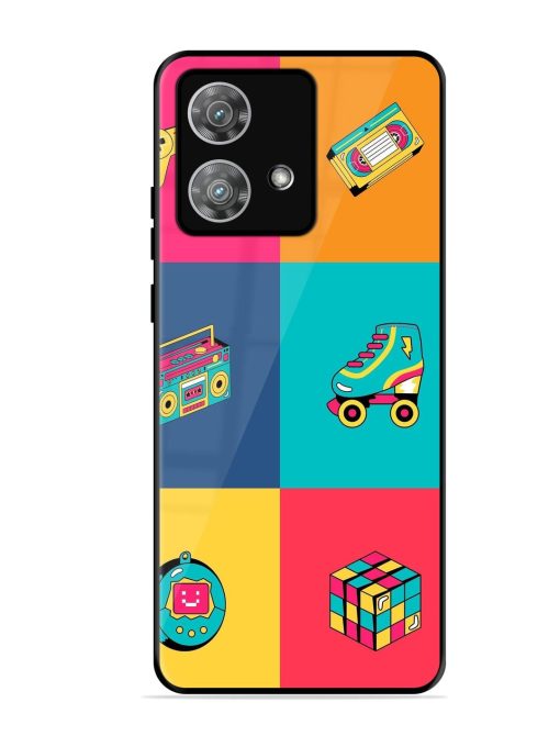 90S Throwback Grid Glossy Soft Edge Case for Motorola Moto Edge 40 Neo Chachhi