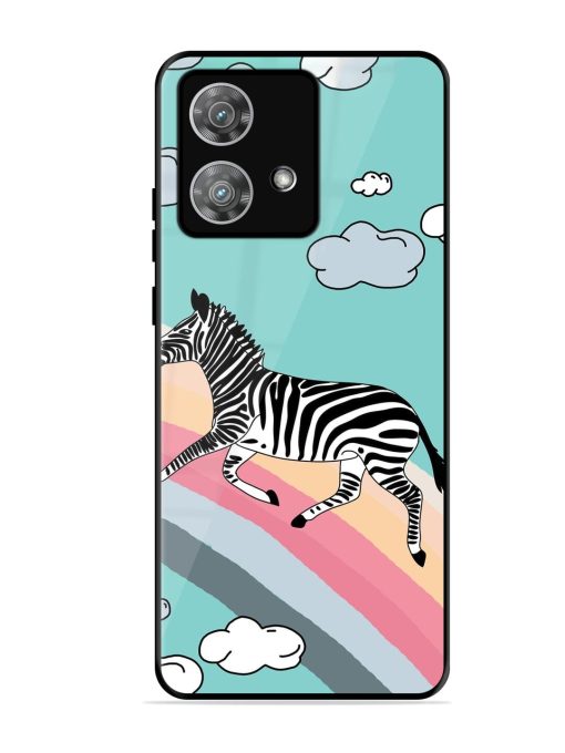 Zebra On A Rainbow Glossy Soft Edge Case for Motorola Moto Edge 40 Neo Chachhi