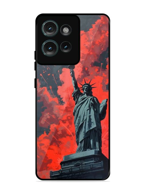 Lady Liberty'S Firework Finale Glossy Soft Edge Case for Motorola Moto Edge 50 (5G)