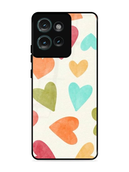 Watercolor Hearts Glossy Soft Edge Case for Motorola Moto Edge 50 (5G) Chachhi