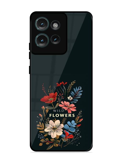 Dark Floral Glossy Soft Edge Case for Motorola Moto Edge 50 (5G) Chachhi