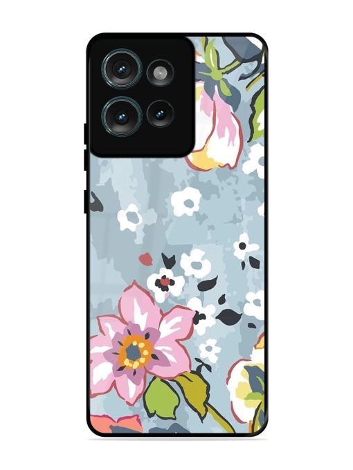 Floral Fantasy Glossy Soft Edge Case for Motorola Moto Edge 50 (5G) Chachhi