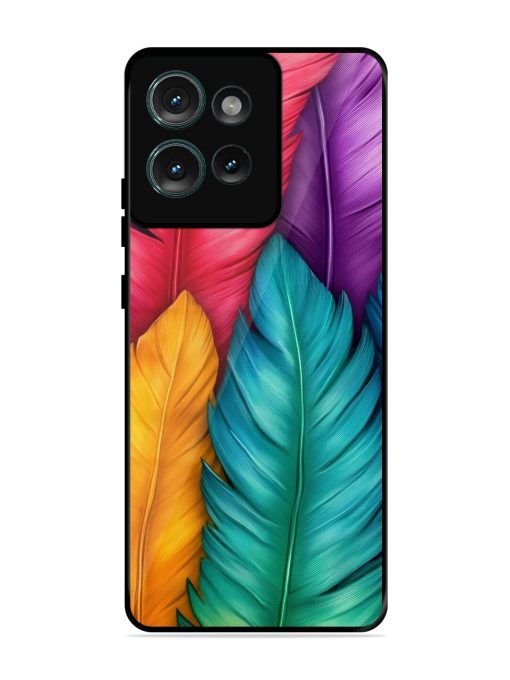 Rainbow Feathers Glossy Soft Edge Case for Motorola Moto Edge 50 (5G)