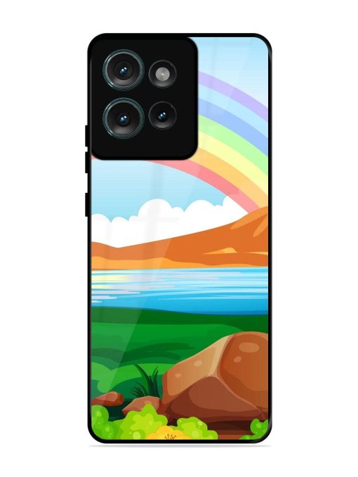 Rainbow Over The Lake Glossy Soft Edge Case for Motorola Moto Edge 50 (5G) Chachhi