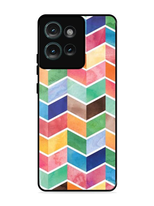 Watercolor Chevron Whimsy Glossy Soft Edge Case for Motorola Moto Edge 50 (5G) Chachhi