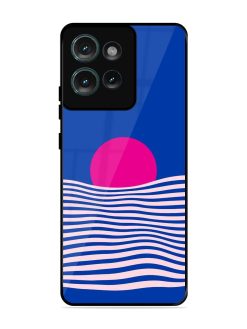Pink Sunset Over Blue Waves Glossy Soft Edge Case for Motorola Moto Edge 50 (5G)