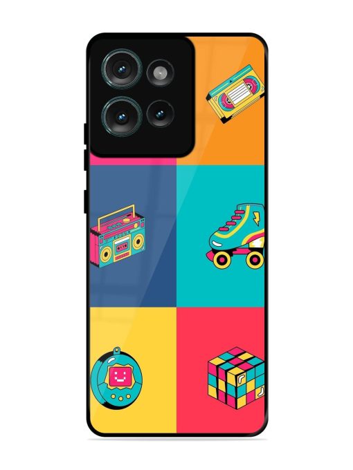 90S Throwback Grid Glossy Soft Edge Case for Motorola Moto Edge 50 (5G) Chachhi