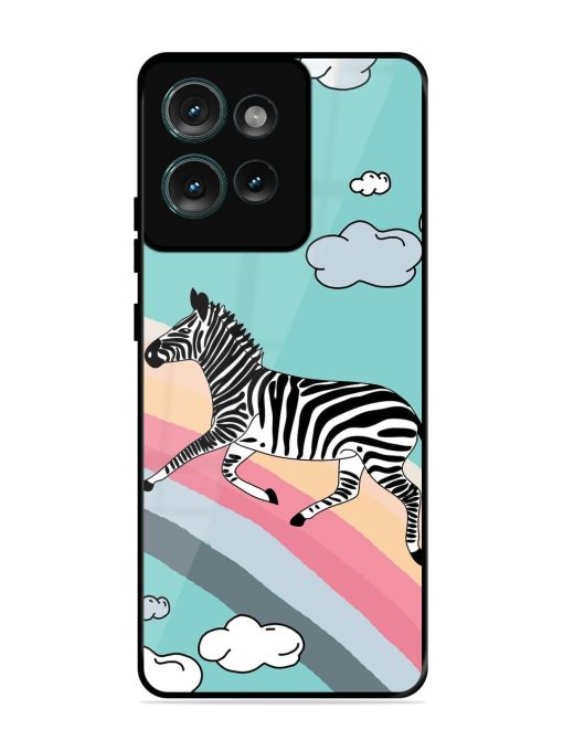 Zebra On A Rainbow Glossy Soft Edge Case for Motorola Moto Edge 50 (5G) Chachhi