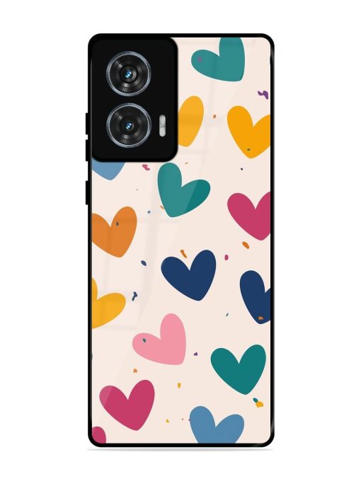 Rainbow Hearts Glossy Soft Edge Case for Motorola Moto Edge 50 Fusion (5G) Chachhi