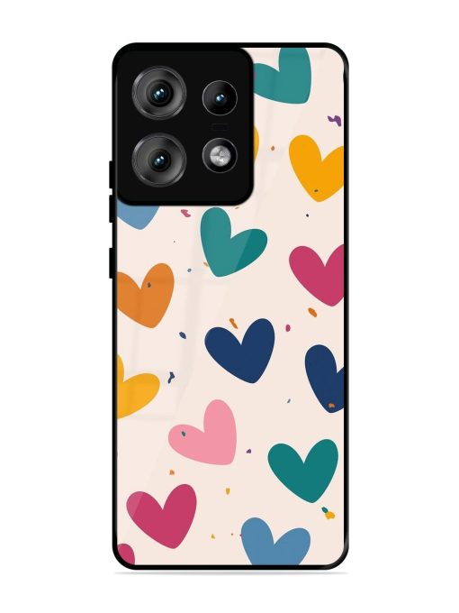 Rainbow Hearts Glossy Soft Edge Case for Motorola Moto Edge 50 Pro (5G)