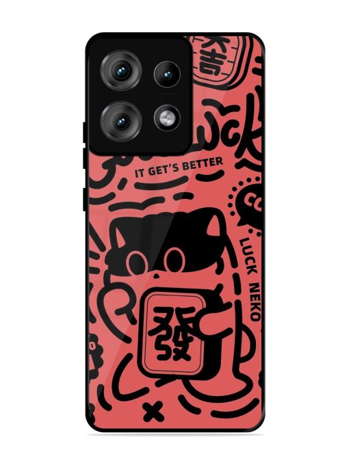 Lucky Cat Doodle Glossy Soft Edge Case for Motorola Moto Edge 50 Pro (5G) Chachhi