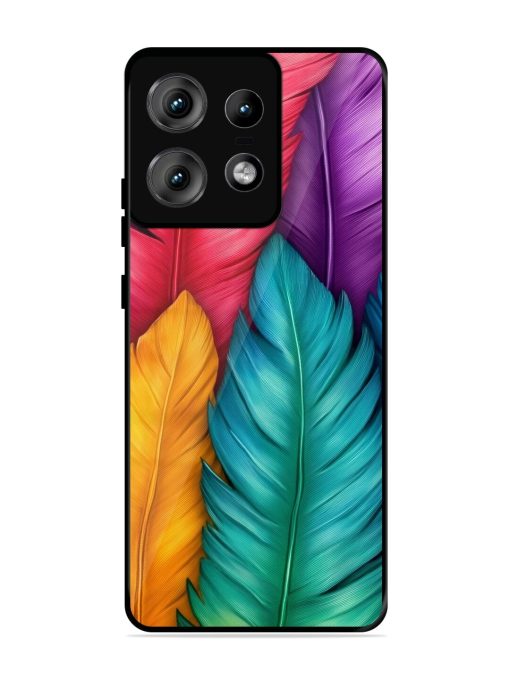 Rainbow Feathers Glossy Soft Edge Case for Motorola Moto Edge 50 Pro (5G) Chachhi