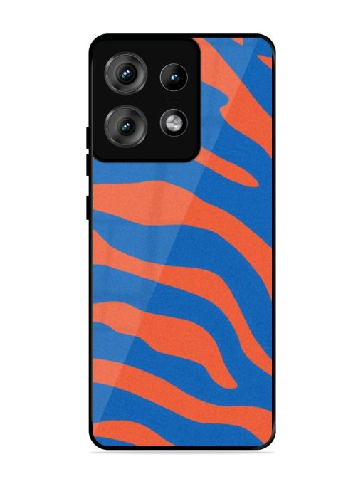 Zebra Stripes In Blue And Orange Glossy Soft Edge Case for Motorola Moto Edge 50 Pro (5G) Chachhi