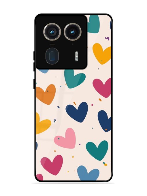 Rainbow Hearts Glossy Soft Edge Case for Motorola Moto Edge 50 Ultra (5G) Chachhi