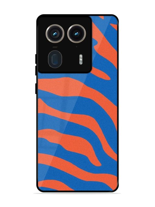 Zebra Stripes In Blue And Orange Glossy Soft Edge Case for Motorola Moto Edge 50 Ultra (5G) Chachhi