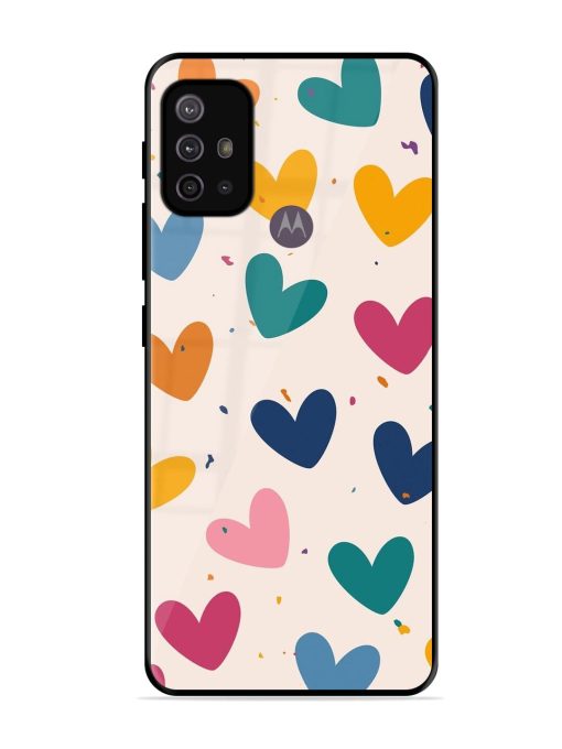 Rainbow Hearts Glossy Soft Edge Case for Motorola Moto G10 Power Chachhi