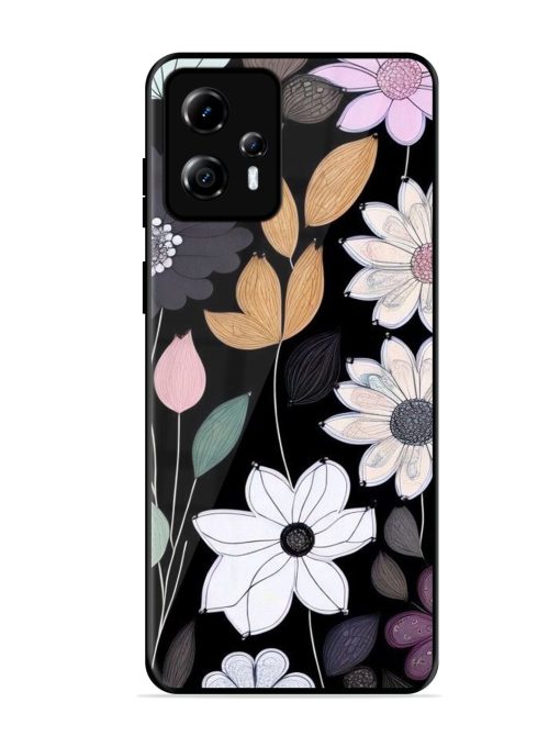 Whimsical Blooms On Black Glossy Soft Edge Case for Motorola Moto G13 Chachhi