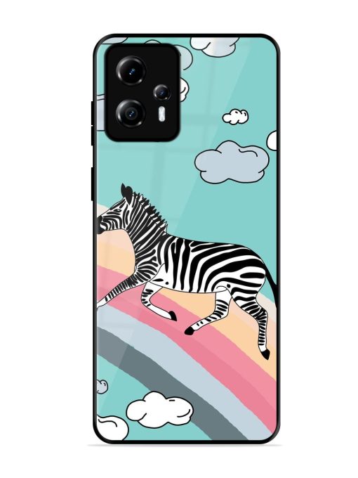Zebra On A Rainbow Glossy Soft Edge Case for Motorola Moto G13