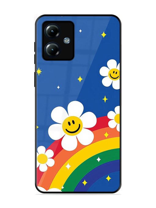 Happy Daisies And Rainbow Sky Glossy Soft Edge Case for Motorola Moto G14