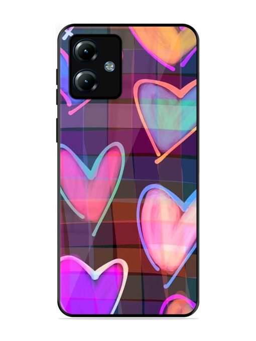 Neon Hearts Glossy Soft Edge Case for Motorola Moto G14 Chachhi