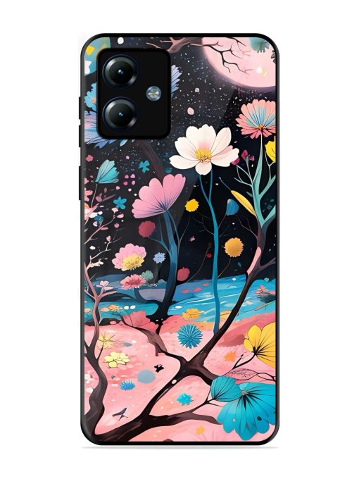 Cosmic Bloom Glossy Soft Edge Case for Motorola Moto G14 Chachhi