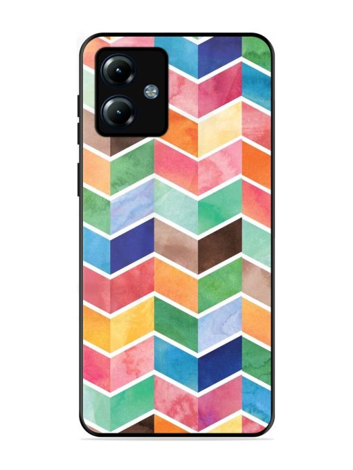 Watercolor Chevron Whimsy Glossy Soft Edge Case for Motorola Moto G14 Chachhi