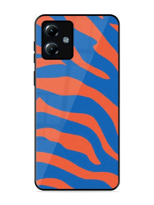 Zebra Stripes In Blue And Orange Glossy Soft Edge Case for Motorola Moto G14 Chachhi