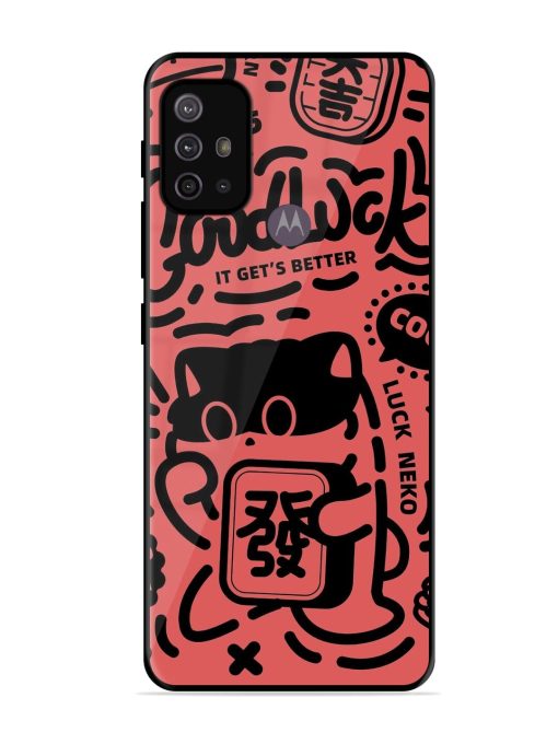 Lucky Cat Doodle Glossy Soft Edge Case for Motorola Moto G30