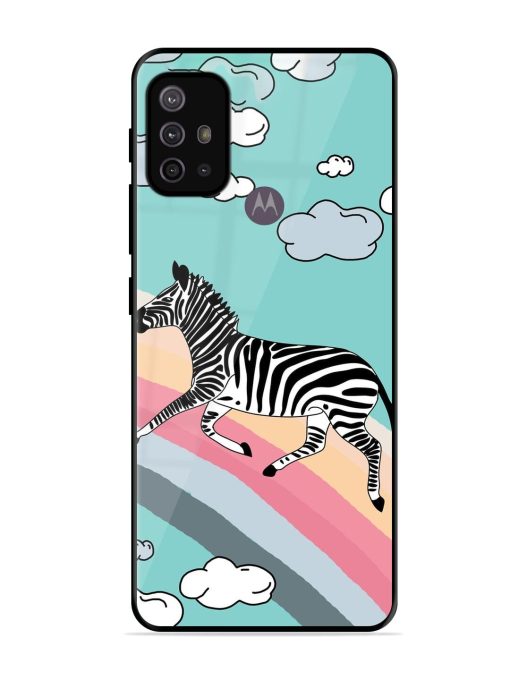 Zebra On A Rainbow Glossy Soft Edge Case for Motorola Moto G30 Chachhi