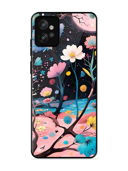 Cosmic Bloom Glossy Soft Edge Case for Motorola Moto G32 Chachhi