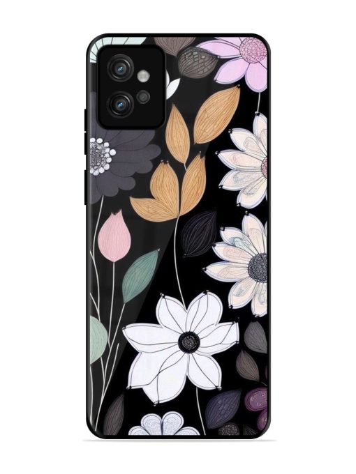 Whimsical Blooms On Black Glossy Soft Edge Case for Motorola Moto G32