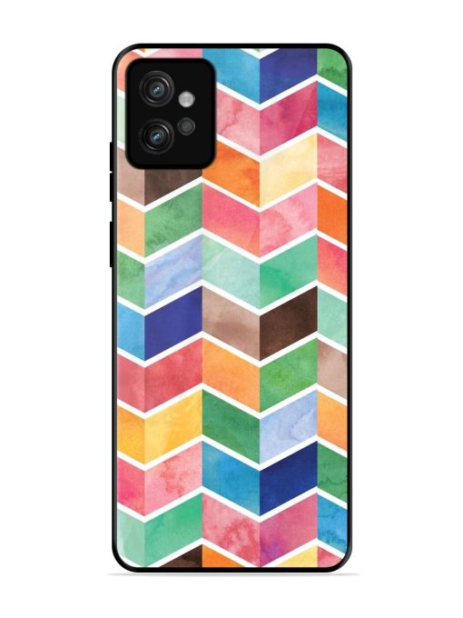 Watercolor Chevron Whimsy Glossy Soft Edge Case for Motorola Moto G32 Chachhi