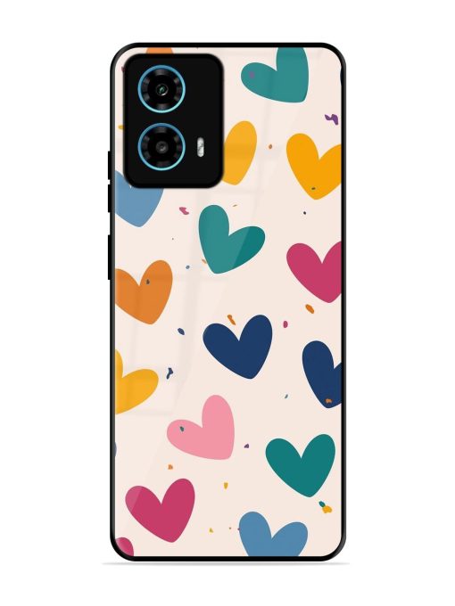 Rainbow Hearts Glossy Soft Edge Case for Motorola Moto G34 (5G) Chachhi